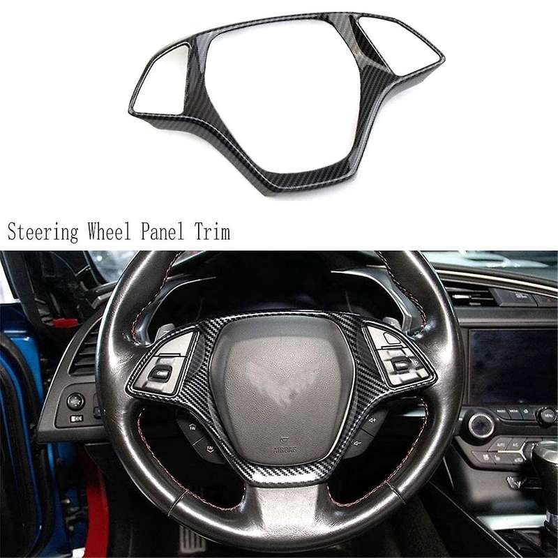 ABS Carbon Fiber Car Steering Wheel Panel Decoration Cover Trim Moulding Sticker for C7 2014-2019