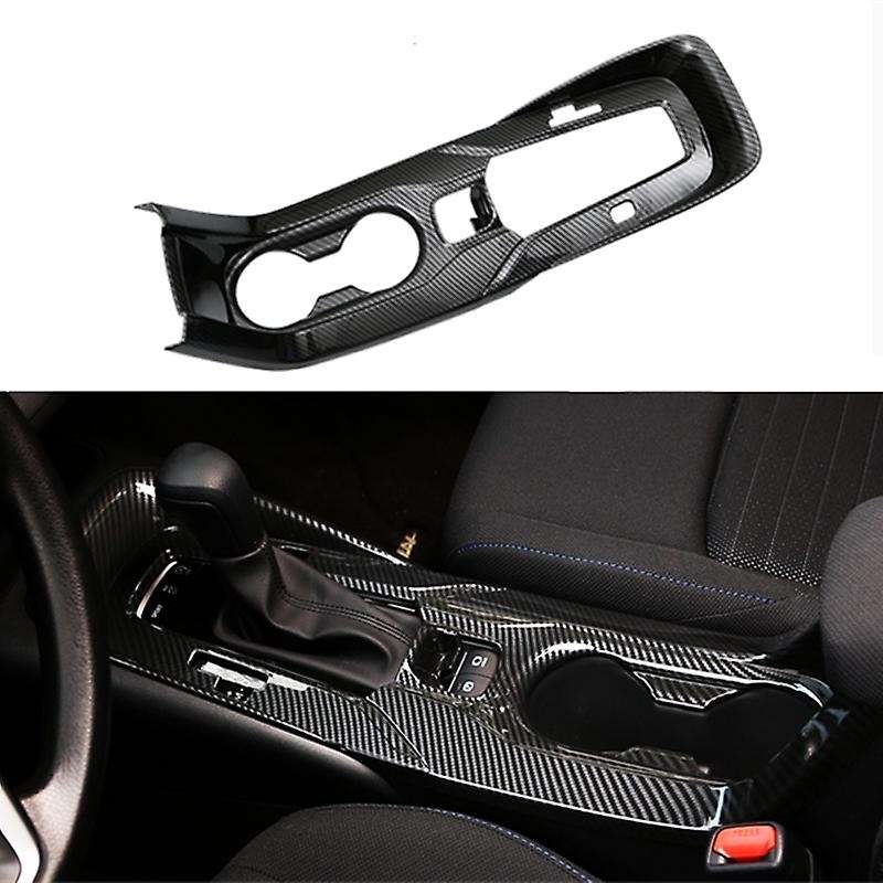 ABS Carbon Fiber Central Console Gear Shift Box Water Cup Panel Cover Trim for 2019-2020