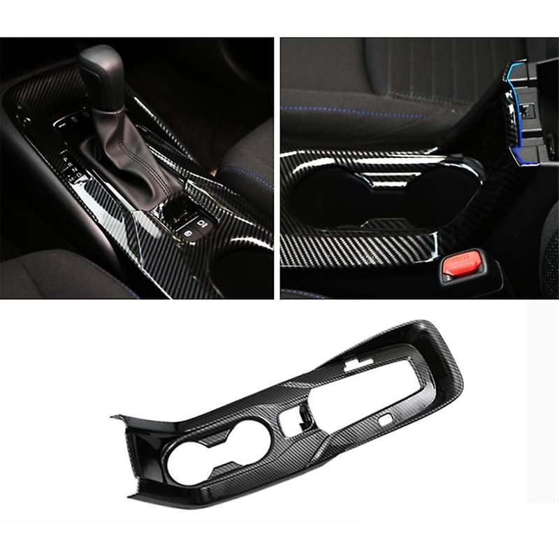 ABS Carbon Fiber Central Console Gear Shift Box Water Cup Panel Cover Trim for 2019-2020