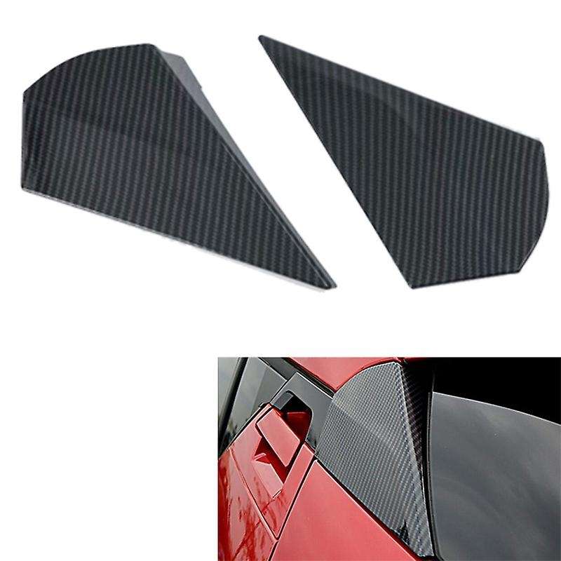 ABS Carbon Fiber Door Rear View Window Spoiler Triple-cornered Bezel Cover Trim for C- 2016-2020