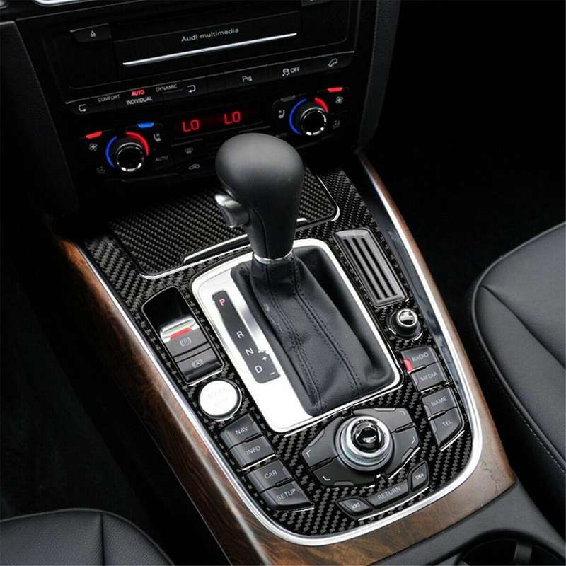 ABS Carbon Fiber Console Armrest Gear Shift Panel Cover Trim for- A5 A4 B8 Q5 2009-2016