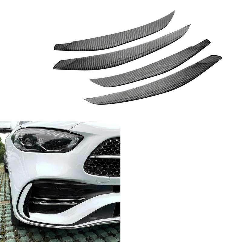 ABS Carbon Fiber Front Bumper Lower Grille Frame Fog Light Cover Trim for C Class W206 2021 2022