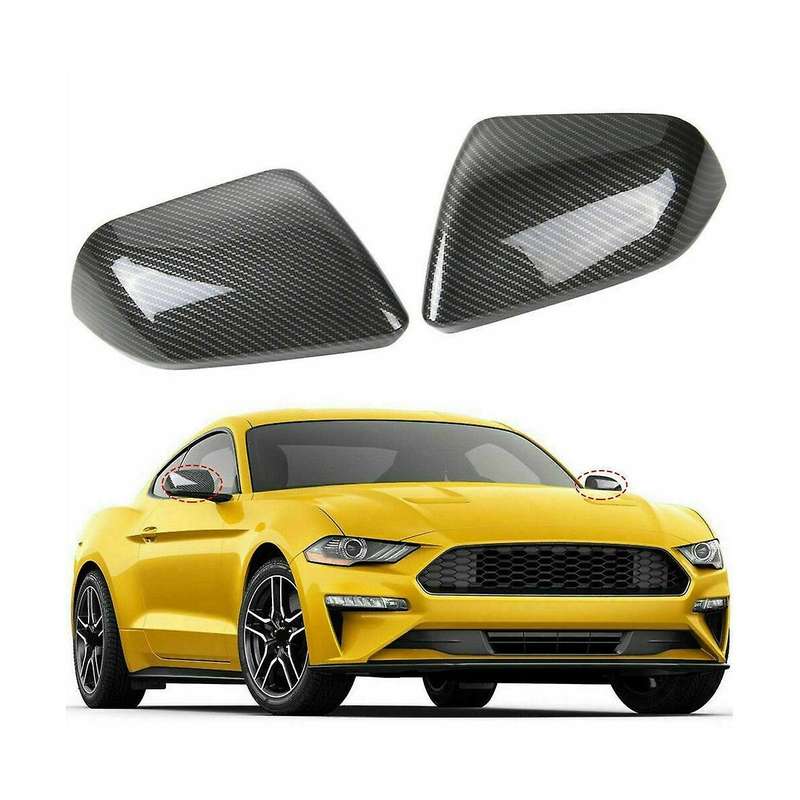 Abs Carbon Fiber Look Side Door Rearview Mirror Cover Trim Shells Cap for 2015-2020