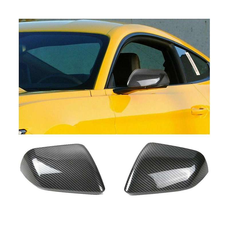 Abs Carbon Fiber Look Side Door Rearview Mirror Cover Trim Shells Cap for 2015-2020