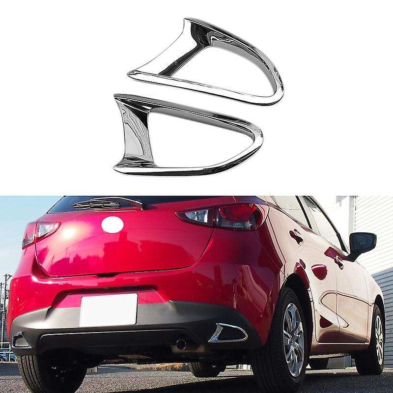 ABS Chrome Rear Bumper Fog Light Lamp Frame Cover Trim for 2 Demio DJ Hatchback 2015-2019
