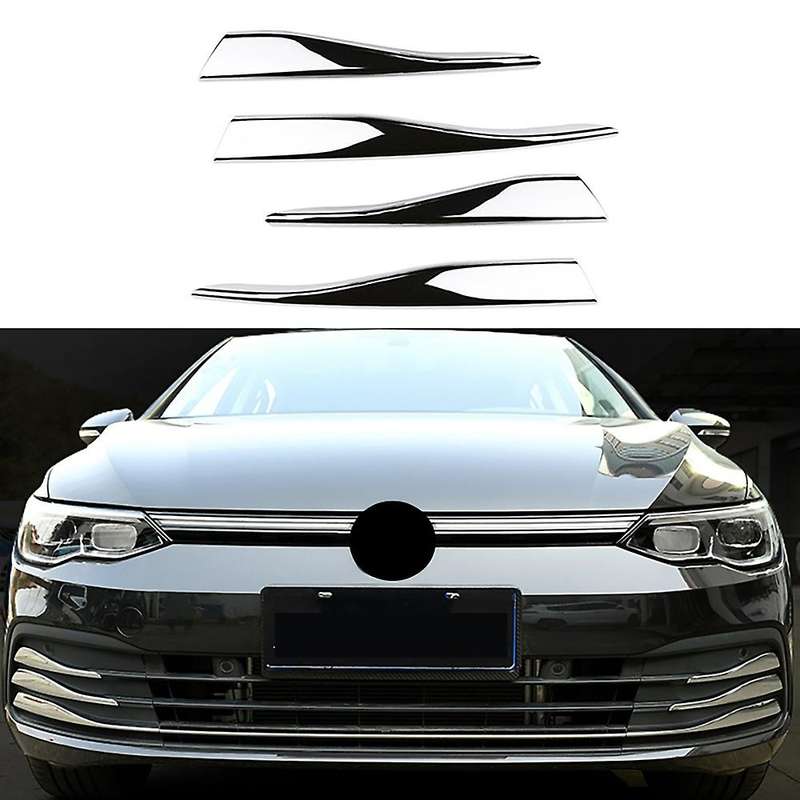 ABS Chrome Front Bumper Lower Grille Frame Fog Light Cover Trim for-Golf 8 MK8 Accessories 2020 2021