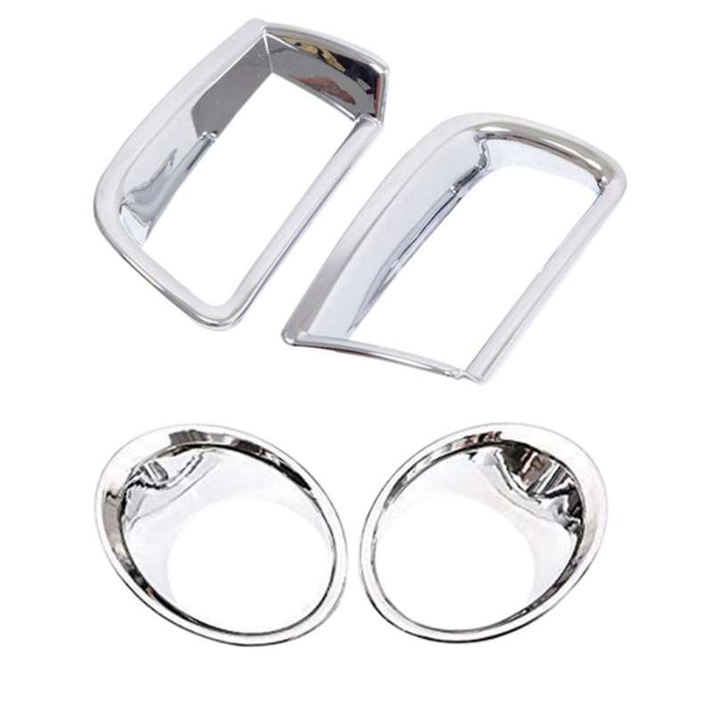 ABS Chrome Front and Rear Fog Lights Cover Trim Decorative Frame for Land Cruiser Prado FJ150 2014-2