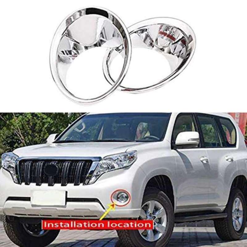 ABS Chrome Front and Rear Fog Lights Cover Trim Decorative Frame for Land Cruiser Prado FJ150 2014-2