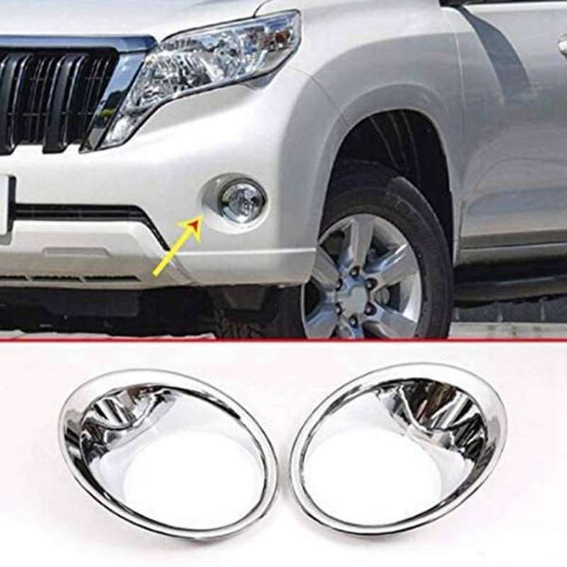 ABS Chrome Front and Rear Fog Lights Cover Trim Decorative Frame for Land Cruiser Prado FJ150 2014-2