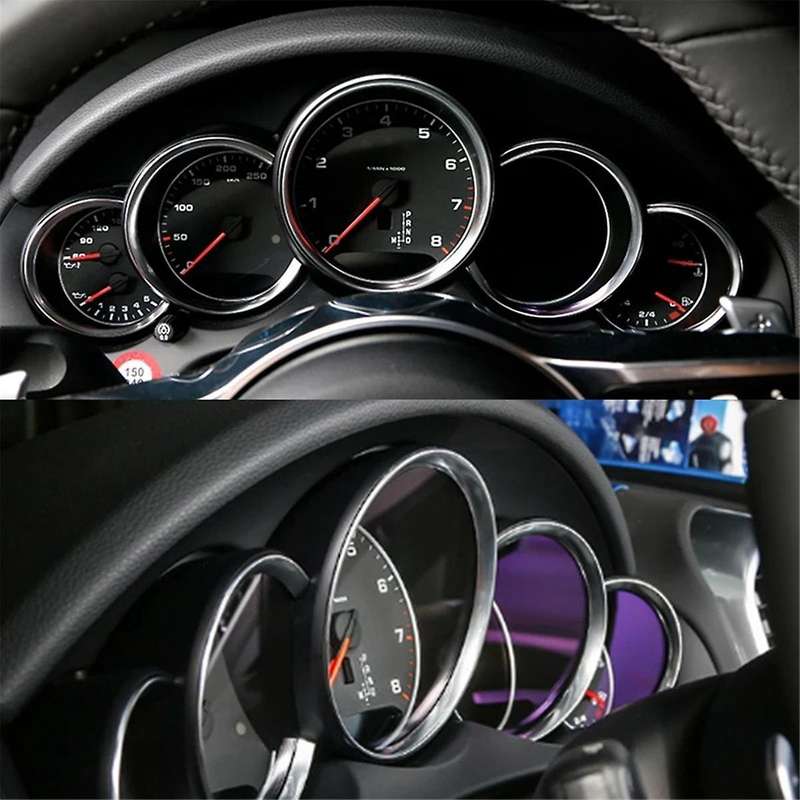 ABS Dashboard Instrument Panel Decorative Ring Cover Trims Sticker for Carbon Fiber Pattern