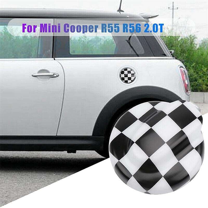ABS Fuel Tank Filler Protection Cover Gas Cap Cover Trim Decor for R55 R56 2.0T Black/White Checkere