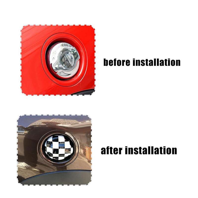 ABS Fuel Tank Filler Protection Cover Gas Cap Cover Trim Decor for R55 R56 2.0T Black/White Checkere