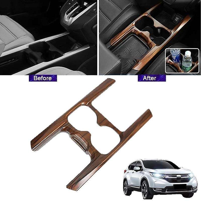ABS Peach Wood Grain Front Water Cup Drink Holder Trim Cover Frame for -V 17-18