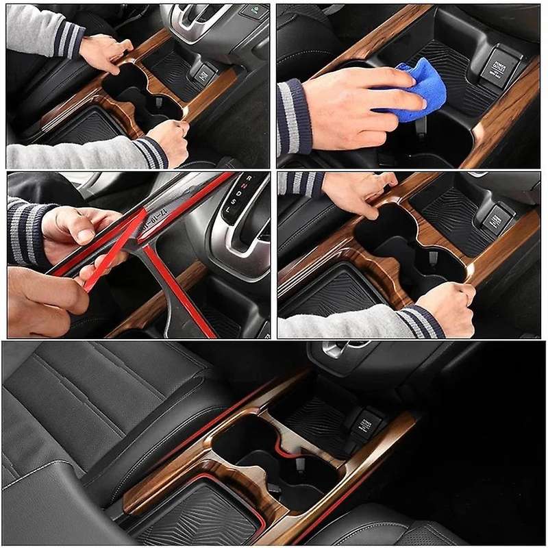 ABS Peach Wood Grain Front Water Cup Drink Holder Trim Cover Frame for -V 17-18