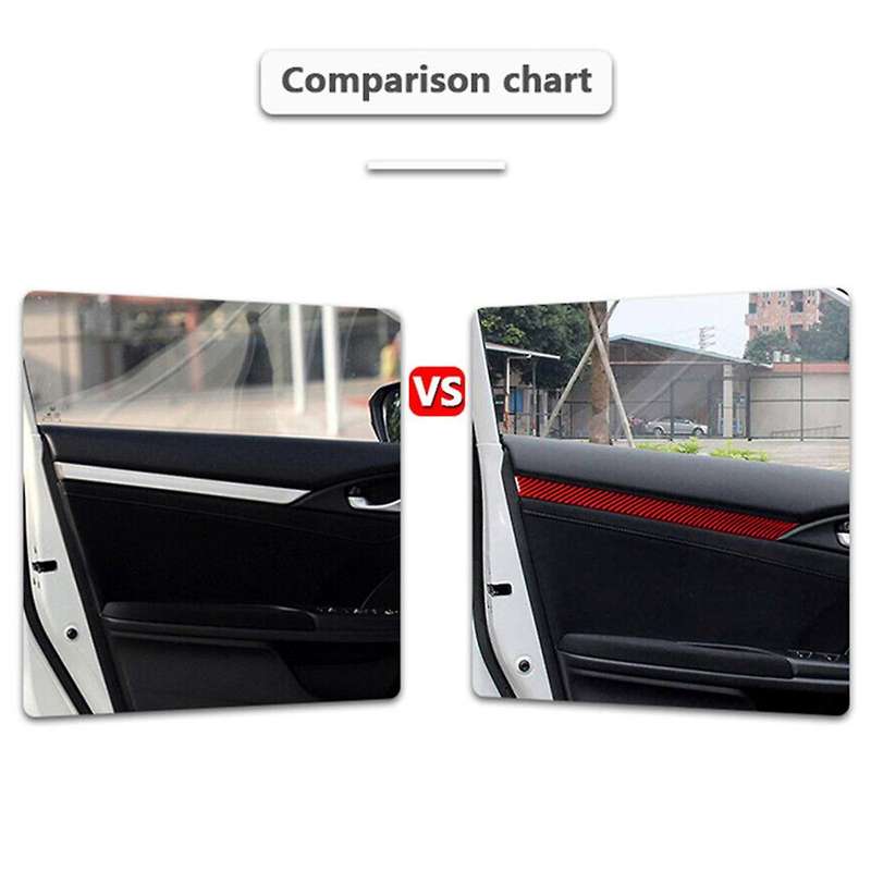 Abs Red Carbon Fiber Interior Door Decorative Strip Trim Decor Sticker for 10th Gen 2016 2017 2018 2