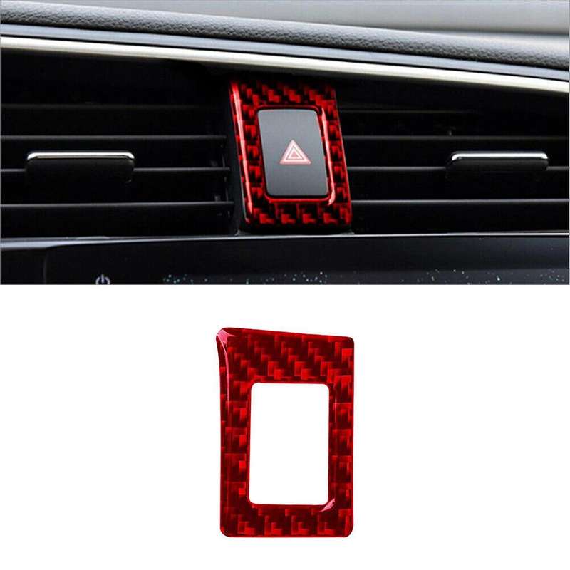 ABS Red Carbon Fiber Warning Light Button Cover Trim Decor Sticker for 10Th Gen 2016 2017 2018 2019(
