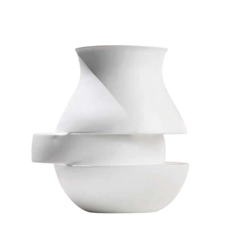 Abstract Geometry White Laminated Vases Resin Vases Home Art Decoration Flower Arrangement Accessori