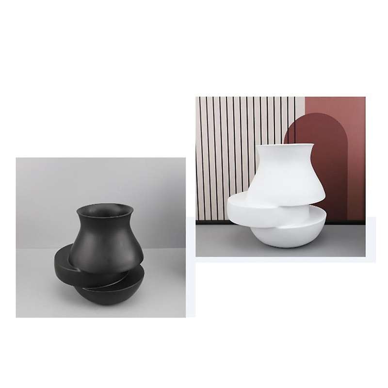 Abstract Geometry White Laminated Vases Resin Vases Home Art Decoration Flower Arrangement Accessori