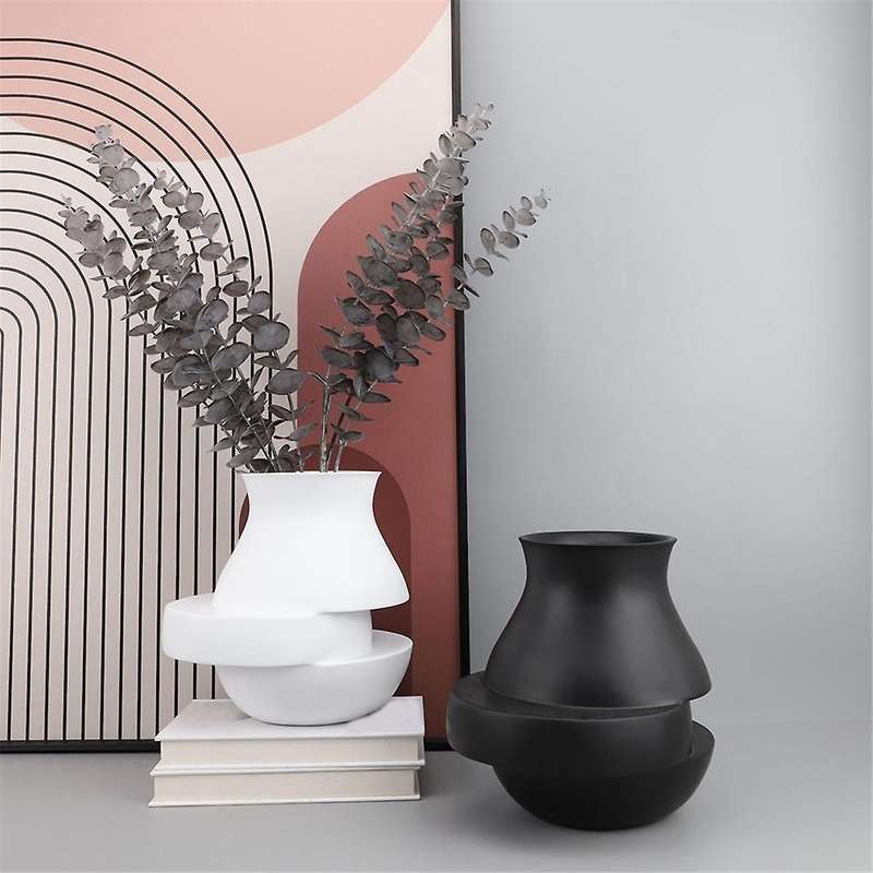 Abstract Geometry White Laminated Vases Resin Vases Home Art Decoration Flower Arrangement Accessori