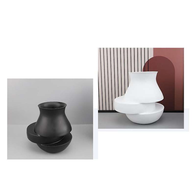 Abstract Geometry Black Laminated Vases Resin Vases Home Art Decoration Flower Arrangement Accessori