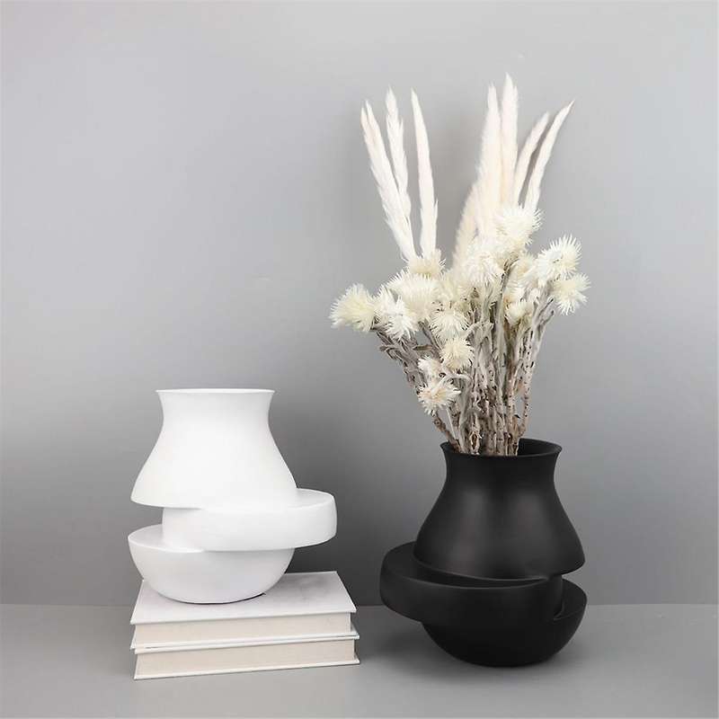 Abstract Geometry Black Laminated Vases Resin Vases Home Art Decoration Flower Arrangement Accessori