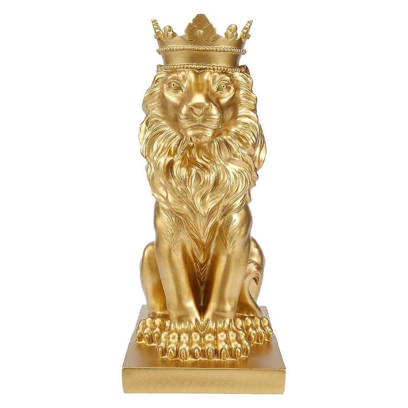 Abstract Crown Lion Statue Home Office Bar Male Lion Faith Resin Sculpture Crafts Animal Art Decor