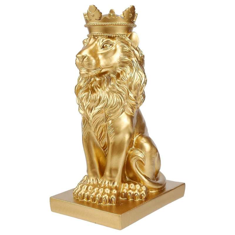Abstract Crown Lion Statue Home Office Bar Male Lion Faith Resin Sculpture Crafts Animal Art Decor