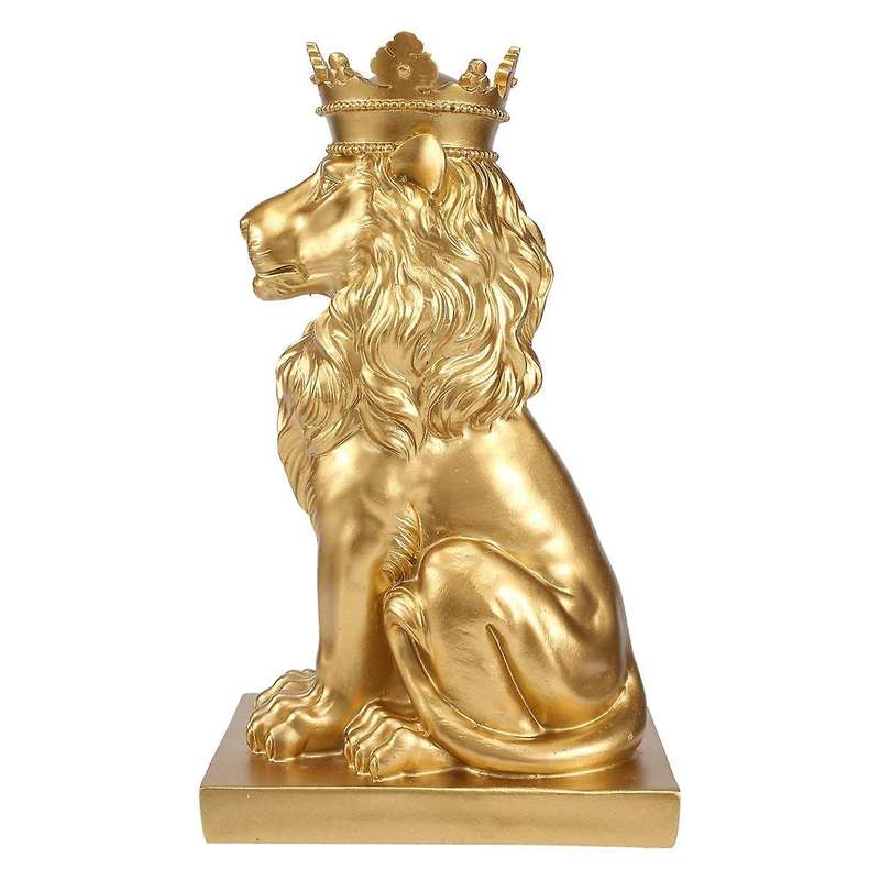 Abstract Crown Lion Statue Home Office Bar Male Lion Faith Resin Sculpture Crafts Animal Art Decor
