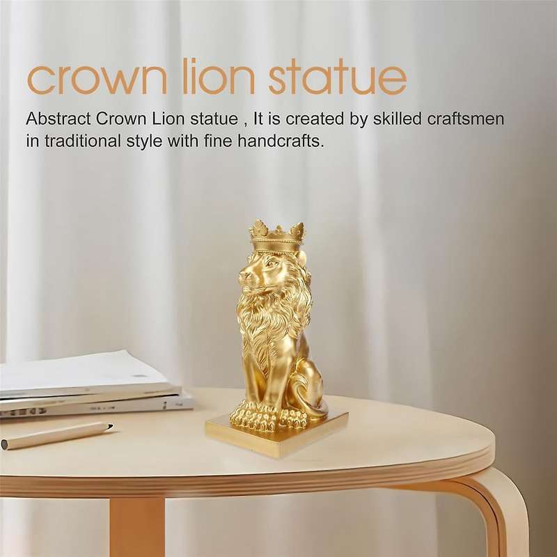 Abstract Crown Lion Statue Home Office Bar Male Lion Faith Resin Sculpture Crafts Animal Art Decor