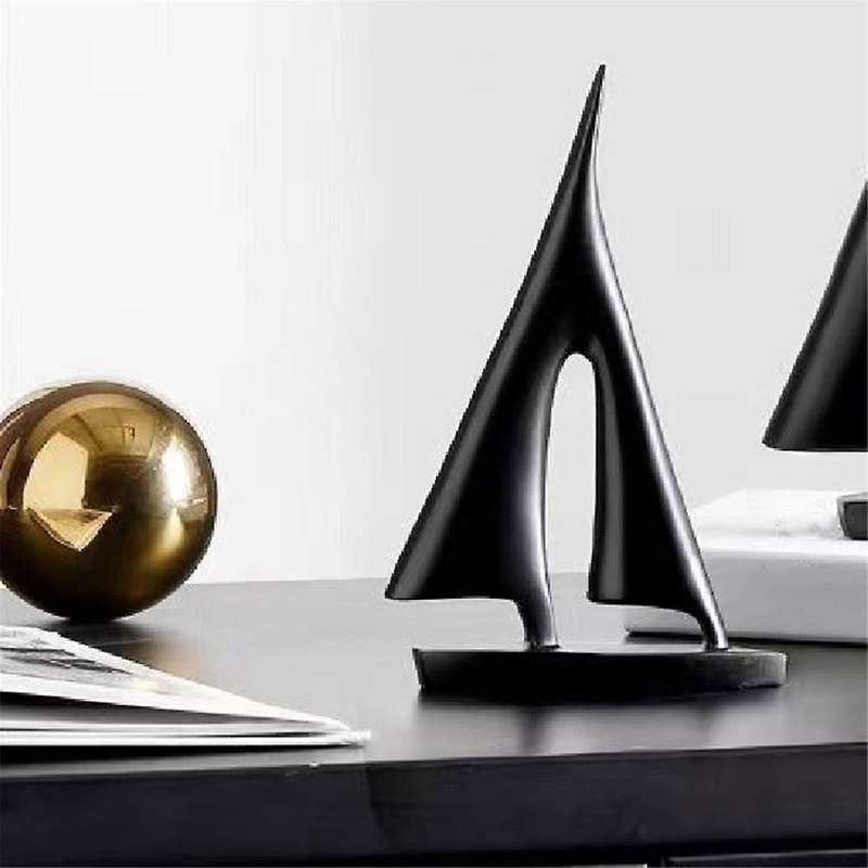 Abstract Resin Sailboat Model Ornament Modern Sailing Ship Nautical Sculpture Bedroom Desktop Booksh
