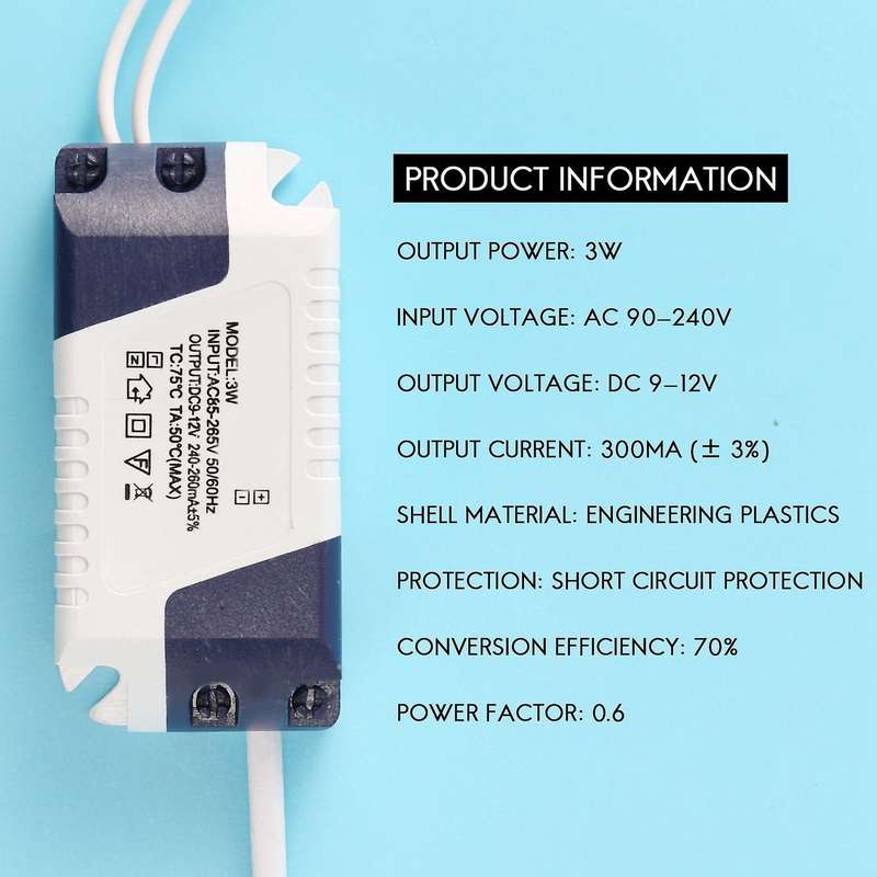 Ac 90-240v to Dc 9-12v 3w Constant Current Led Strip Driver Transformer