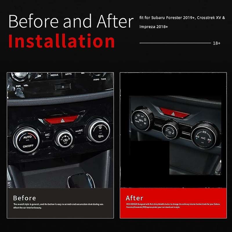 AC Control Knob Cover for Forester 2019-2021,Air Condition Switch Volume Trim for Crosstrek XV ,Blac