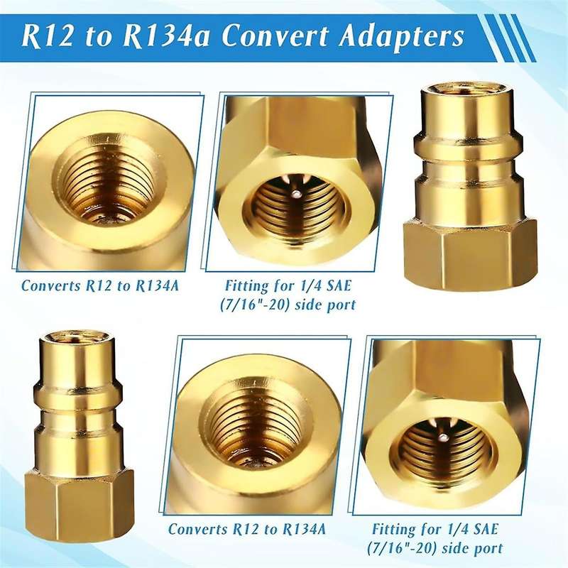 AC R134A Adapter Quick Coupler Kit, R134a Tank Tap Valve R134a to R22/410a for Air Conditioning Refr