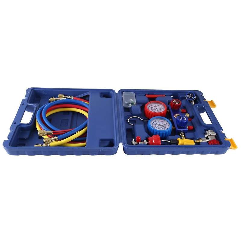 AC Manifold Gauge Set-AC Diagnostic Manifold Gauge Set with 5FT Hoses Adapter, 1/4Inch Hose Connecto