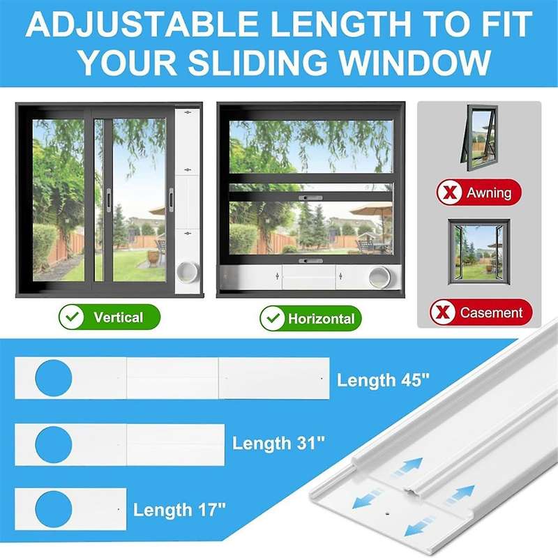 AC Window Ventilation Kit with 5.1 Inch and 5.9 Inch Universal Hose Adapter Portable Air Conditione