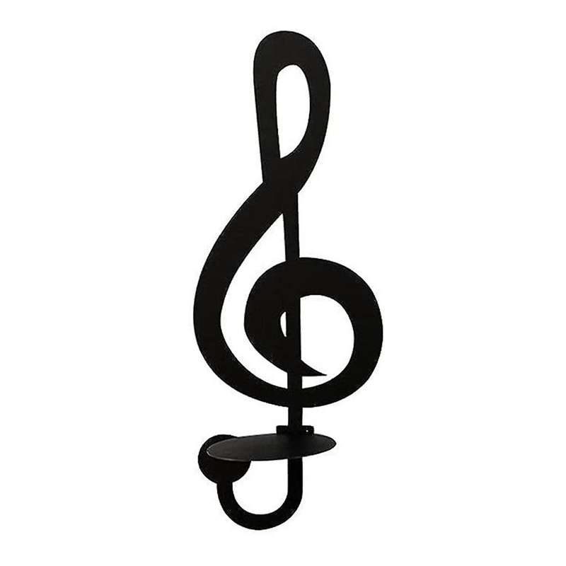 A-Candle Holder Wall-Mounted, Handmade Metal Musical Note Key Shape,Tea Light Display Stand Home Dec