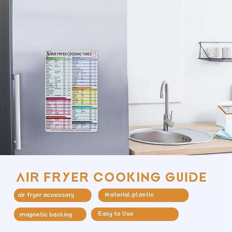 Accessories Cooking Time, Magnetic Cheat Sheet, Chart,Cooking&Frying Quick Reference Guide,A