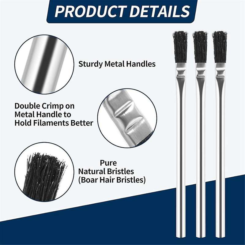 Acid Brush, 144 Count 3/8 Inch Acid Flux Brushes with Tin-Plated Handle and Natural Bristle, for Sol