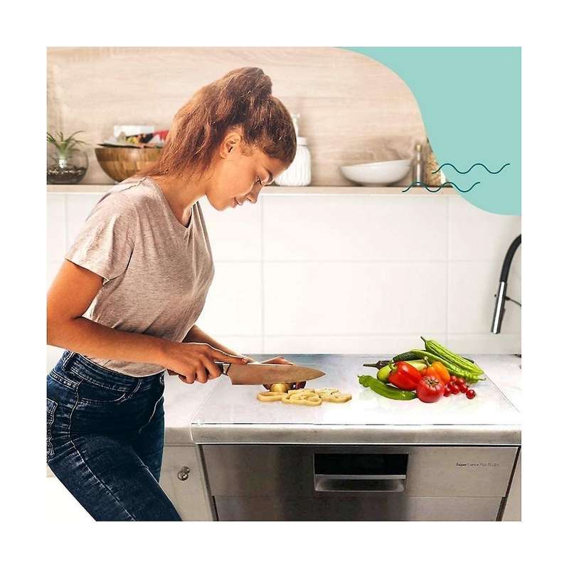 Acrylic Anti- Transparent Cutting Board with Lip for Kitchen Counter Countertop Protector Home Resta