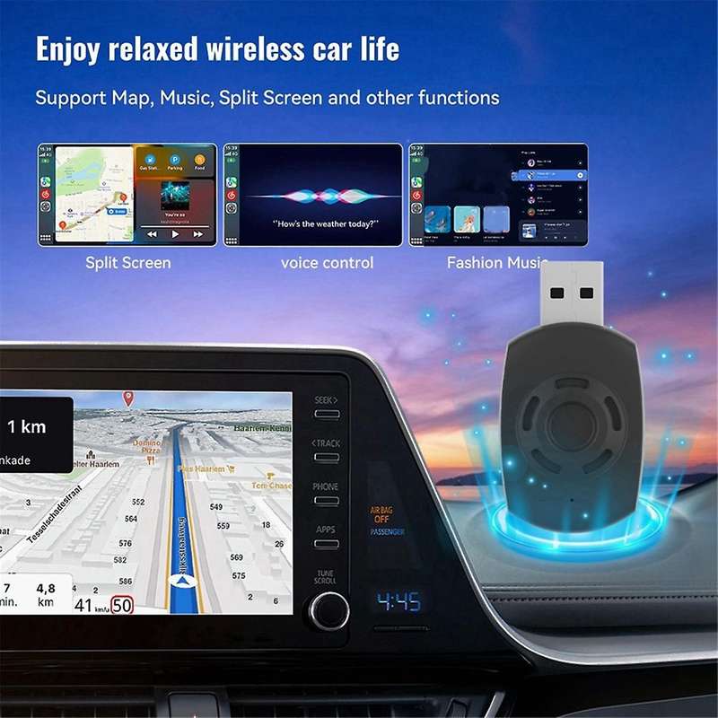 Acodo Wireless Android Auto Carplay Adapter 2 in 1 AI Box Car Wired to Wireless USB Upgrade Carplay