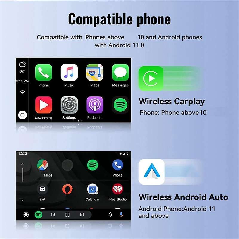 Acodo Wireless Android Auto Carplay Adapter 2 in 1 AI Box Car Wired to Wireless USB Upgrade Carplay