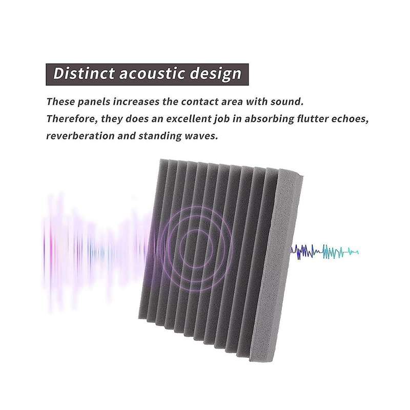 Acoustic Foam Panels 12 Pcs, Soundproof Wall Panels 30x30x5cm, High Density Sound Absorbing Panel F