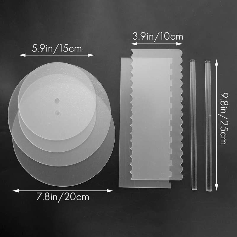 Acrylic Cake Disc,round Acrylic Cake Disc Set with Square Smoother Scraper for Serving Bake and Art