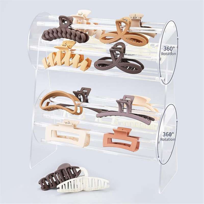 Acrylic Claw Clip Organizer Holder,360-degree Rotating Claw Clip Holder and Storage,hair Clip Organ