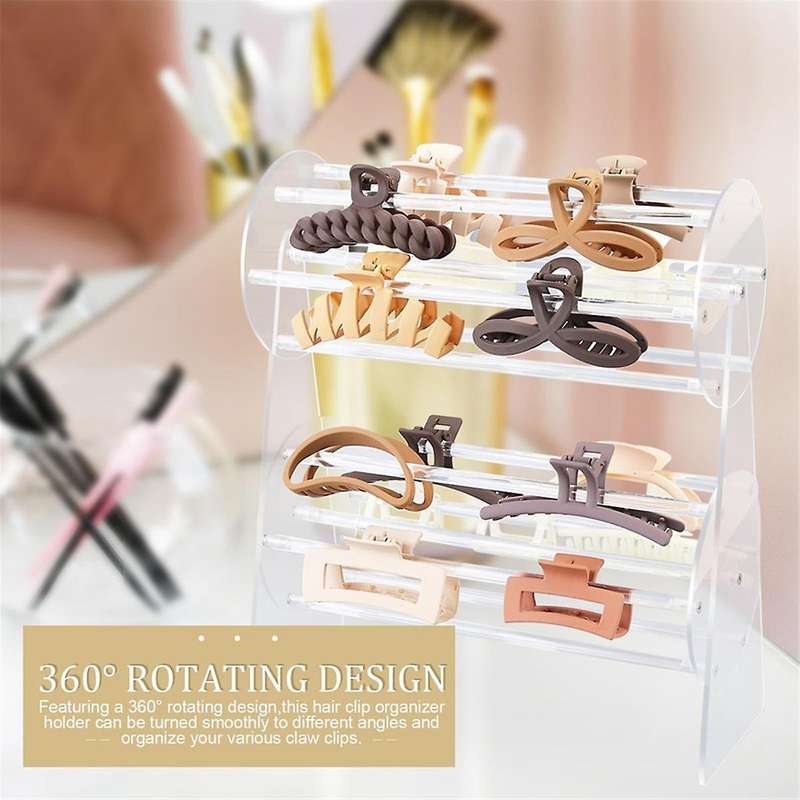 Acrylic Claw Clip Organizer Holder,360-degree Rotating Claw Clip Holder and Storage,hair Clip Organ