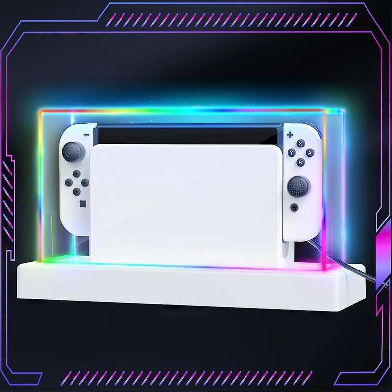 Acrylic Clear Dust Cover and 16 Led Color Light Base Compatible with for /OLED Display Case Dock Cov