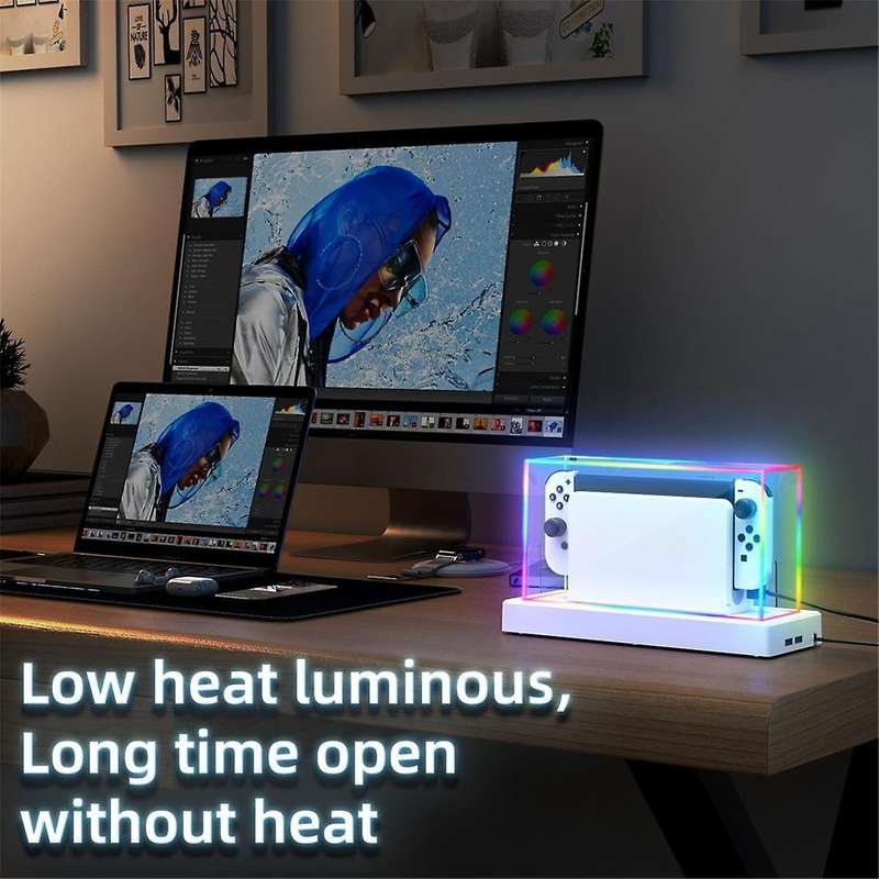 Acrylic Clear Dust Cover and 16 Led Color Light Base Compatible with for /OLED Display Case Dock Cov