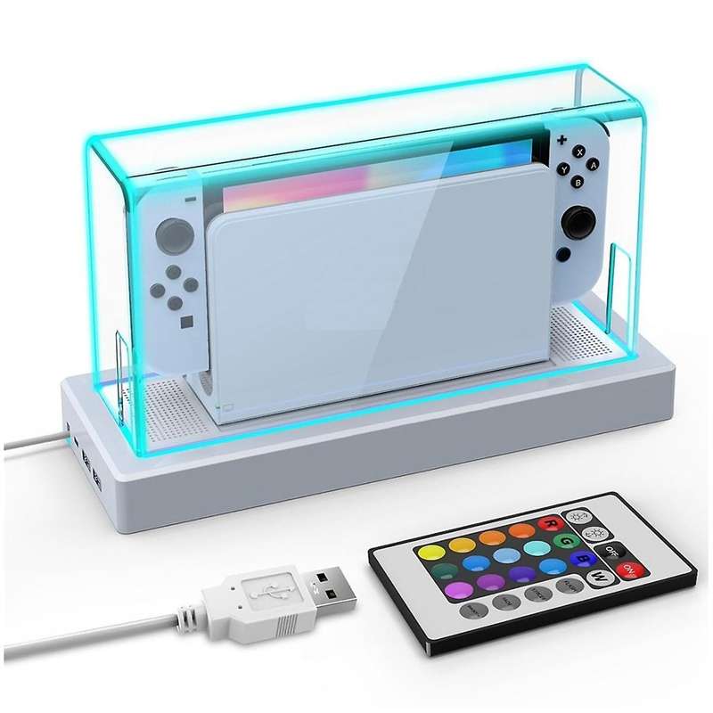 Acrylic Clear Dust Cover and 16 Led Color Light Base Compatible with for /OLED Display Case Dock Cov