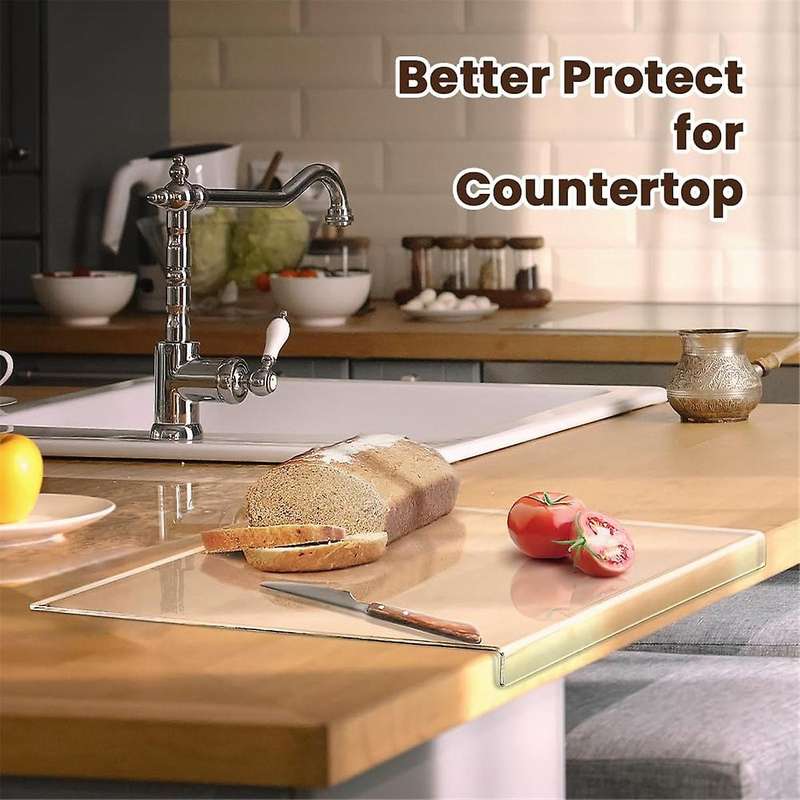 Acrylic Cutting Board with Counter Lip, Clear Cutting Boards for Kitchen Counter Non Slip, Large Cut
