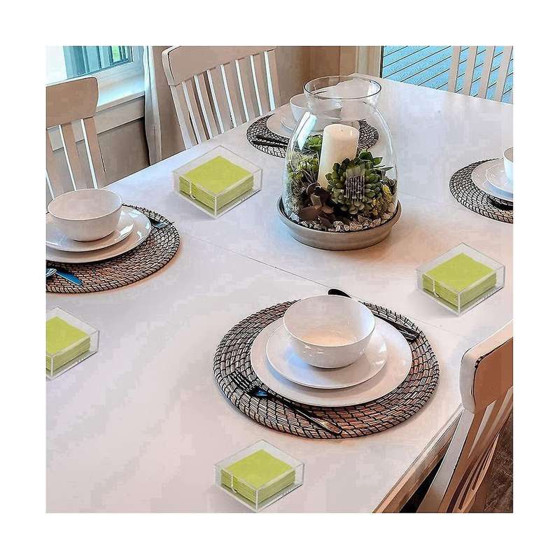 Acrylic Napkin Holder for Table, Clear Beverage Napkin Holder Square for Dinner, Kitchen, Bathroom